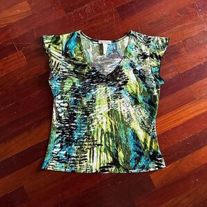 Bleeker & McDougal Vibrant Multicolor Abstract Blouse S